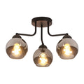 Kowanie Deckenleuchte Glas Deckenlampe Schwarz: Vintage Küchenlampe Decke 3 flammig Industrial E27 Fassung Kugel Deckenbeleuchtung rund für Küche Wohnzimmer Schlafzimmer - Ohne Leuchtmittel