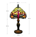 Tokira Vintage Tiffany Tischlampen, E14 Glasmalerei Lampen Schlafzimmer Nacht Wohnzimmer, 8 Zoll Glasmalerei Lampenschirme mit Roter Libelle(Ohne Glühbirnen)