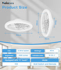 Nalezuns Deckenventilator mit Beleuchtung, 40cm LED Dimmbar Deckenbeleuchtung, App und Fernbedienung, Esszimmer lampe mit ventilator, 6-Gang, Timer, leise, Weiß