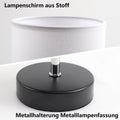 da LIGHT Nachttischlampe Weiß (ohne Glühbirnen), Tischlampe mit Kabelschalter, E27 Fassung, Lampenschirm aus Leinenstoff, Modern Tischleuchte für Schlafzimmer, Wohnzimmer, Schreibtisch, Kinderzimmer