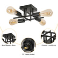Goeco Deckenleuchte Vintage, Industrial Kronleuchter Lampe E27 4 Flammig Metall, Retro Deckenlampe Schwarz Pendelleuchte für Schlafzimmer, Wohnzimmer, Esszimmer, Küche