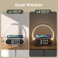 VOSFEEL Nachttischlampe Touch Dimmbar mit Wecker, Tischlampe mit Ladefunktion Wireless Ladegerät, Nachtlampe 4 Stufige Helligkeit USB-Ausgang für Schlafzimmer Wohnzimmer Buro