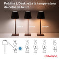 Zafferano, Poldina L Schreibtischlampe, Tragbare und Wiederaufladbare Tischlampe mit Touch Control, Geeignet für Wohnzimmer und Außenbereich, Dimmer, 2200-3000 K, Höhe 49,7 cm, Farbe Weiß