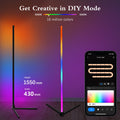 Fortand LED Ecklampe, WiFi RGBCW Stehlampe Wohnzimmer Dimmbar LED Standleuchte Kompatibel mit Alexa/Google Home, Eckleuchte mit Fernbedienung Modern Leselampe Smart Stehleuchte Schlafzimmer, 155CM