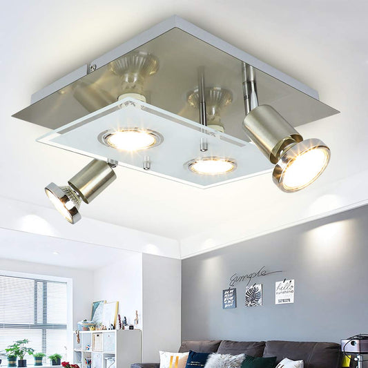 Depuley LED Deckenstrahler Schwenkbar, 4 Flammig Deckenleuchte, 4x3W GU10 Leuchtmittel, Modern Deckenspot, 960LM 3000K Warmweiß, Für Wohnzimmer Küche Schlafzimmer