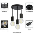 CBJKTX Deckenleuchte Vintage Deckenlampe Schwarz - Hängend 3 Flammig Deckenstrahler E27 mit 3 Spots Kronleuchter Industrial Deckenspots für Esszimmer Küche Flur Wohnzimmer Bar ohne Leuchtmittel