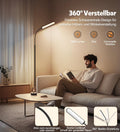 HANDSONIC LED Stehlampe Dimmbar 18W 1650LM Schwarz,Standleuchte Wohnzimmer mit 360° Schwanenhals & Unendlich Dimmer (3000K-6500K),Leselampe Fernbedienung (Retro)