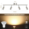 Defurhome LED Deckenleuchte Drehbar, 4 Flammig Strahler Deckenlampe Spot,Modern Deckenstrahler (Mattes Nickel) für Küche, Wohnzimmer, Schlafzimmer, inkl. 4 x 4W GU10 Lampen (400LM, warmweiß)
