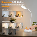 ZAPLIT 15W LED Schreibtischlampe mit USB-A & USB-C – Dimmbar, 3 Farbtemperaturen, 5 Helligkeitsstufen, 4 Timer, Flexibler 360° Schwanenhals, Augenschonend, Tischlampe für Büro & Schlafzimmer - Weiß