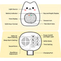 Aokpsrt Katzenwecker mit Nachtlicht für Kinder mit Schlaftraining und Sound-Maschine, wiederaufladbare Silikonlampe zum Aufwachen, niedliche Tier-Tischlampe, perfekter Schlafbegleiter für Jungen und