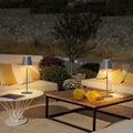 MALUX Tischlampe Kabellos, Dimmbar LED Akku Tischleuchte, Touch-Control Warme Lichtfarbe 3000K+RGB Metall Outdoor Tischlampe IP54 Wasserdicht für Restaurant, Camping, Balkon, Garten (Grau 1 Stück)