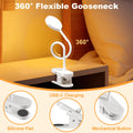 ZAPLIT 61 LED Akku Leselampe Bett –【3 Farbmodi & 10 Helligkeiten】 2000mAh Klemmlampe mit USB-C, 40cm Flexibler Schwanenhals, Buchlampe, Klemmleuchte für Schlafzimmer, Schreibtisch & Camping