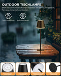 NIBSHOOM Tischlampe Kabellos Dimmbar,5200mAh Led Akku Tischleuchte Höhenverstellbare mit Warmweißes Licht & 256 RGB Farbwechsel,IP54 Wasserdicht Tischlampe Schwarz für Restaurant-2 Stück