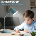 GyroVu Schreibtischlampe LED, Touch Tischlampe Dimmbar Augenschutz, Flexibler Gänsehals Desk Lamp für Kinder, Leselicht für Schlafzimmer, Nachttisch, Studierzimmer, Büros, Blau