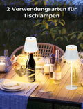 LED Tischlampe Kabellos, Dimmbare 4000Mah Tischleuchte Akku, 3 Farbtemperatur, Touch Lampe Mit USB-C Aufladbar, Fernbedienung Timer Nachttischlampen, Outdoor, Schlafzimmer, Esstisch, Camping, Weiß