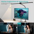 vatato Doppelkopf Schreibtischlampe LED, Dimmbar 24W 80CM Schreibtischlampe für Homeoffice, klemmbar Augenschutz Tageslichtlampe mit Fernbedienungen, 5 Farb 5 Helligkeit Büro Tischlampe (schwarz)