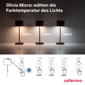 Zafferano, Olivia Micro Lampe, Kabellose, Wiederaufladbare Tischlampe mit Touch Control, Auch für den Außenbereich Geeignet, Dimmer, 2200-3000 K, Höhe 20 cm, Farbe Dunkelgrau