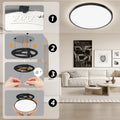 Yexati LED Deckenleuchte 24W 6000K/4000K/3000K, 3200LM IP54 Ultra Dünn Deckenlampe, Flach Rund Modern Badezimmer Lampe Schwarz Küchenlampe für Flur Schlafzimmer Balkon Wohnzimmer Küche Keller Ø30 CM