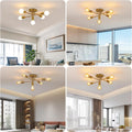 DELIPOP Deckenleuchte Vintage - 5 Flammig E27 Retro Deckenlampe Kronleuchter Gold Modern für Wohnzimmer Esszimmer Flur Restaurant Hotel Café