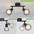 FORCOSO Deckenstrahler Schwarz 2 Flammig - Schwenkbar Vintage LED Deckenleuchte E14 Deckenlampe Küche Strahler Wandleuchte für Innen für Wohnzimmer Schlafzimmer Flur(NO Glühbirne)