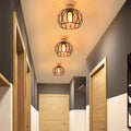iDEGU Deckenleuchte Vintage Deckenlampe aus Holz und Eisen Käfig Design 20cm Lampenschirm E27 Beleuchtung Pendelleuchte Industrial Lampe für Flur Schlafzimmer Wohnzimmer Küche Eingang (Schwarz)