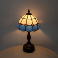 FSLiving Tiffany-Stil Tischlampe Kabellos Warmweißes,Blau Wiederaufladbar Tischleuchte, Dimmbar Nachttischlampe mit Glasschirm und Fernbedienung für Nachttisch Esszimmer Schlafzimmer -B2CDTD