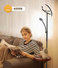 ANTENLICHT Stehlampe LED Dimmbar|Schwarz Stehleuchte 20W mit flexibler 7W Leselampe| Modern deckenfluter mit fernbedienung mit 4 Farbtemperatur für Wohnzimmer, Schlafzimmer, Büro, Hotel