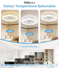 Nalezuns Deckenventilator mit Beleuchtung, 40cm LED Dimmbar Deckenbeleuchtung, App und Fernbedienung, Esszimmer lampe mit ventilator, 6-Gang, Timer, leise, Weiß