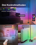 Miortior LED Stehlampe Wohnzimmer, RGB Ecklampe Dimmbar mit Fernbedienung und App-Steuerung, Musik Sync, 16 Millionen Farben, 68 Szenenmodi, Led Standleuchte für Wohnzimmer, Schlafzimmer, Spielzimmer