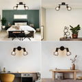 FORCOSO Deckenstrahler Schwarz 2 Flammig - Schwenkbar Vintage LED Deckenleuchte E14 Deckenlampe Küche Strahler Wandleuchte für Innen für Wohnzimmer Schlafzimmer Flur(NO Glühbirne)