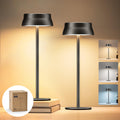 Philips Tischlampe Kabellose 2 Stück, Portable LED Akku Tischleuchte mit 2 stufig höhenverstellbar, Touch Stufenlos Dimmbar Nachtlicht, Wasserdicht für Schlafzimmer, Schwarz