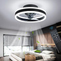 OMGPFR Reversibel Led Deckenventilator Mit Licht Fernbedienung Leise 6 Geschwindigkeiten Schlafzimmer Deckenventilator Mit Beleuchtung Wohnzimmer Modern 24W Dimmbar Deckenlampe, Schwarz 40CM