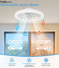 Nalezuns Deckenventilator mit Beleuchtung, 40cm LED Dimmbar Deckenbeleuchtung, App und Fernbedienung, Esszimmer lampe mit ventilator, 6-Gang, Timer, leise, Weiß