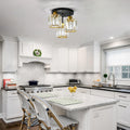 FORCOSO Kristall Deckenleuchte 3 Flammig, Kronleuchter Schwarz Gold mit Metall Rahmen Lampenschirm, E27 Deckenlampe, Moderne Ceiling Light Lampe für Schlafzimmer Wohnzimmer Flur Küche Esszimmer