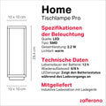 Zafferano, Home Pro Lampe, Wiederaufladbare und Kabellose Tischlampe mit Touch Control, Geeignet für den Innen- und Außenbereich, Dimmer, 3000 K, Höhe 29,4 cm, Farbe Dunkelgrau