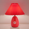 Pilipane Rote Falten -Tischlampe moderne minimalistische 3 Farbtemperatur Schrittless Lesen Lesen mit Fernbedienung Timer für Schlafzimmer Wohnzimmer Stoff Schatten 24x30 cm