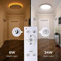 BLNAN LED Deckenleuchte Dimmbar, 2000K Nachtlicht Warm, 24W Deckenlampe mit Fernbedienung, 3000K-6500K Flach Deckenleuchte für Schlafzimmer Kinderzimmer Wohnzimmer, Rund Weiss 33CM