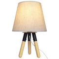 Heart Tong Tischlampe Holz Dreibein und stoffschirm mit 6W LED Leuchtmittel Warmweiß | Vintage Nachttischlampe | Retro Tischleuchte | Schlafzimmer Wohnzimmer Belechtung