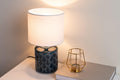 Pauleen 48022 Glowing Midnight Tischleuchte max. 20W Tischlampe für E14 Lampen Nachttischlampe Blau Weiß 230V Keramik/Stoff ohne Leuchtmittel