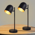 Kowanie 2er Tischlampe Vintage retro Nachttischlampe: Tischleuchte Wohnzimmer industrial in Schwarz Gold aus Metall E14 rustikal Nachttischleuchte mit Kabel für Schlafzimmer - Ohne Leuchtmittel