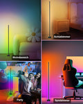 Miortior LED Stehlampe Wohnzimmer, RGB Ecklampe Dimmbar mit Fernbedienung und App-Steuerung, Musik Sync, 16 Millionen Farben, 68 Szenenmodi, Led Standleuchte für Wohnzimmer, Schlafzimmer, Spielzimmer