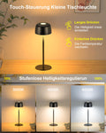 TRUMPETS Kabellose Tischlampe Akku Dimmbar, Kleine Tischlampe Vollmetall 3 Farbtemperatur, Nachttischlampe Kabellos USB-C, IP54, H25cm,für Outdoor Nachttisch Esstisch Schreibtisch