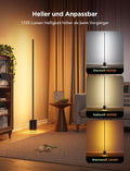 Govee LED Stehlampe Dimmbar RGBIC, 1725LM Stehlampe Wohnzimmer Arbeiten mit Matter,152cm RGBIC Moderne Schwarz,16 Millionen Farben Szenenmodi, Musikmodus für Deko Schlafzimmer Spielzimmer