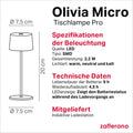 Zafferano, Olivia Micro Lampe, Kabellose, Wiederaufladbare Tischlampe mit Touch Control, Auch für den Außenbereich Geeignet, Dimmer, 2200-3000 K, Höhe 20 cm, Farbe Dunkelgrau