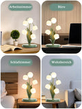 WLHONG Blume Tischlampe,5 Lilien Nachttischlampe,Vintage Grüne LED Blume Tischlampen,3 Farbmodi,Leselampe mit G4 LED-Lampe,geeignet für Schlafzimmer,Wohnzimmer,Büro,Wohnkultur (Vintage)