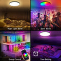 Eregou RGB LED Deckenleuchte Dimmbar, 24W 2400LM Smart Deckenlampe mit Fernbedienung, IP44 LED Panel for Flur Schlafzimmer Wohnzimmer Bad Küche, Kompatibel mit Alexa APP Google Assistant