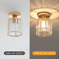 Sxtiger Kristall Deckenleuchte Gold, Moderne Runde Deckenlampe E27 Kristall Lampe Flur Decke Wohnzimmer Schlafzimmer Küche Eingang Kronleuchter