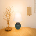 FSLiving Tischlampe Keramik Tischleuchte Lampe Grün, Vintage Dimmbar Nachttischlampe mit Stoffschirm 1xE27, Wiederaufladbare Tischlampe Zeitschaltuhr für Nachttisch Beistelltisch 2er-Satz -TD0753GN