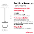 Zafferano, Poldina Reverso Lampe, Wiederaufladbare und Kabellose Tischlampe mit Touch Control, Geeignet für den Innen- und Außenbereich, Dimmer, 2200-3000 K, Höhe 35 cm, Farbe Salbei
