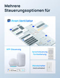 DREO Smart Deckenventilator mit Licht, 132 cm, 12 Geschwindigkeiten(APP), 3 Modi, stufenlos dimmbares LED-Beleuchtung, leiser DC-Motor, 12H-Timer, Fernbedienung/Alexa, für Innenräume, Weiß